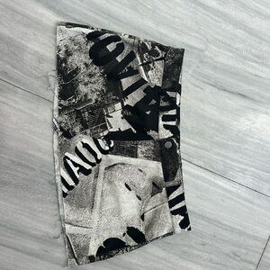 brand new miaou mini newsprint denim skirt